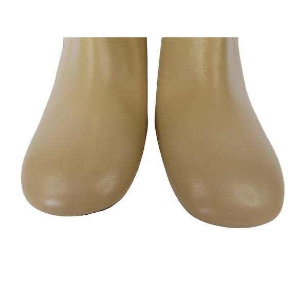 New ZARA Tan Leather Back Zip Square Toe Heeled Ankle Boots Womens 10 EU 41 - Picture 4 of 11